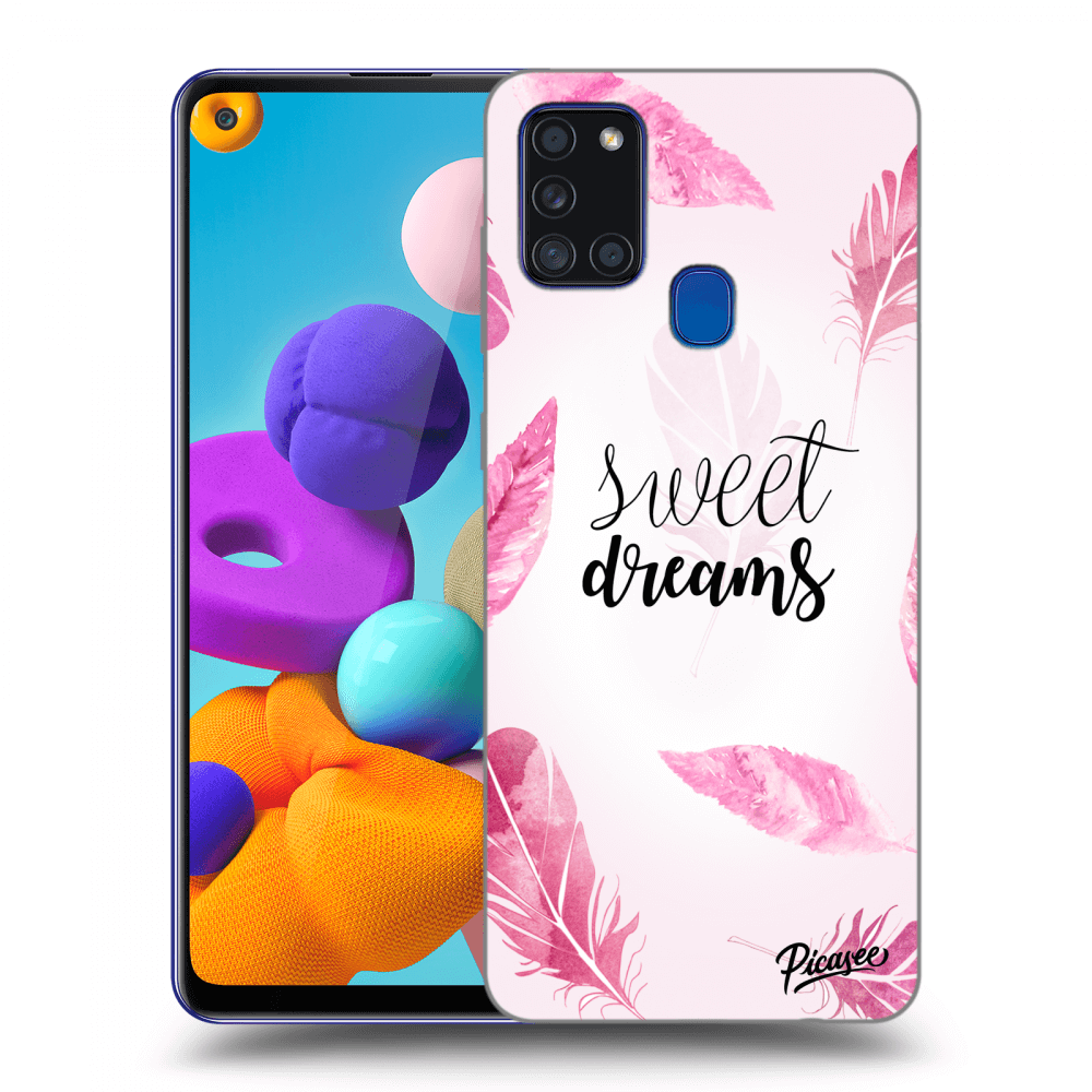Picasee silikonowe czarne etui na Samsung Galaxy A21s - Sweet dreams