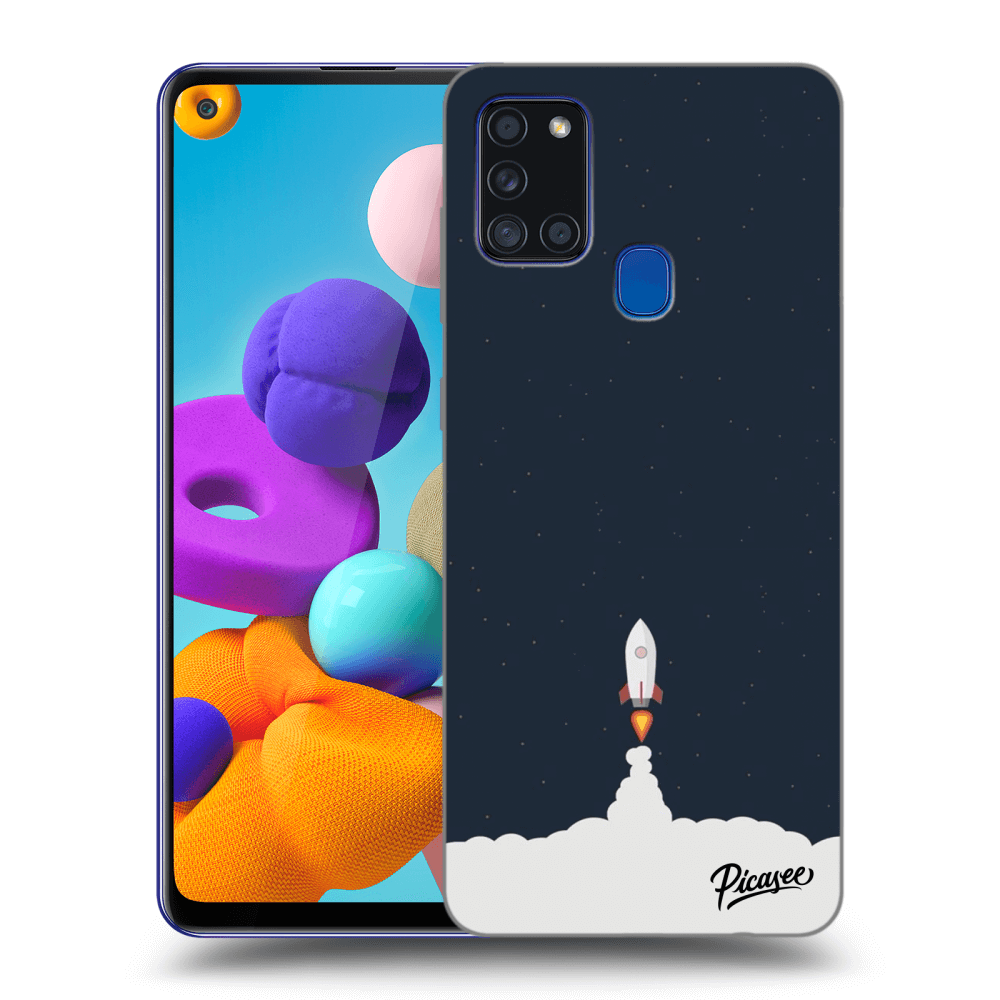 Picasee silikonowe czarne etui na Samsung Galaxy A21s - Astronaut 2