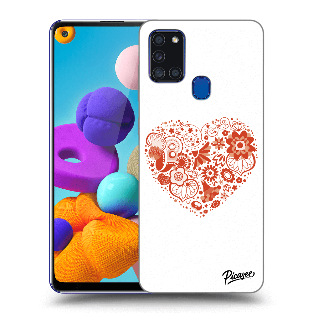 Picasee silikonowe przeźroczyste etui na Samsung Galaxy A21s - Big heart