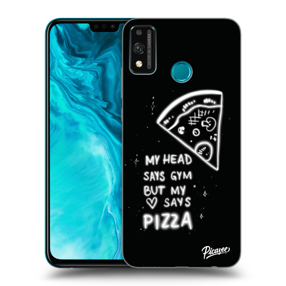 Picasee silikonowe czarne etui na Honor 9X Lite - Pizza