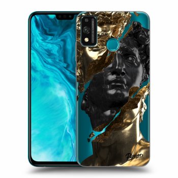 Picasee silikonowe przeźroczyste etui na Honor 9X Lite - Gold - Black