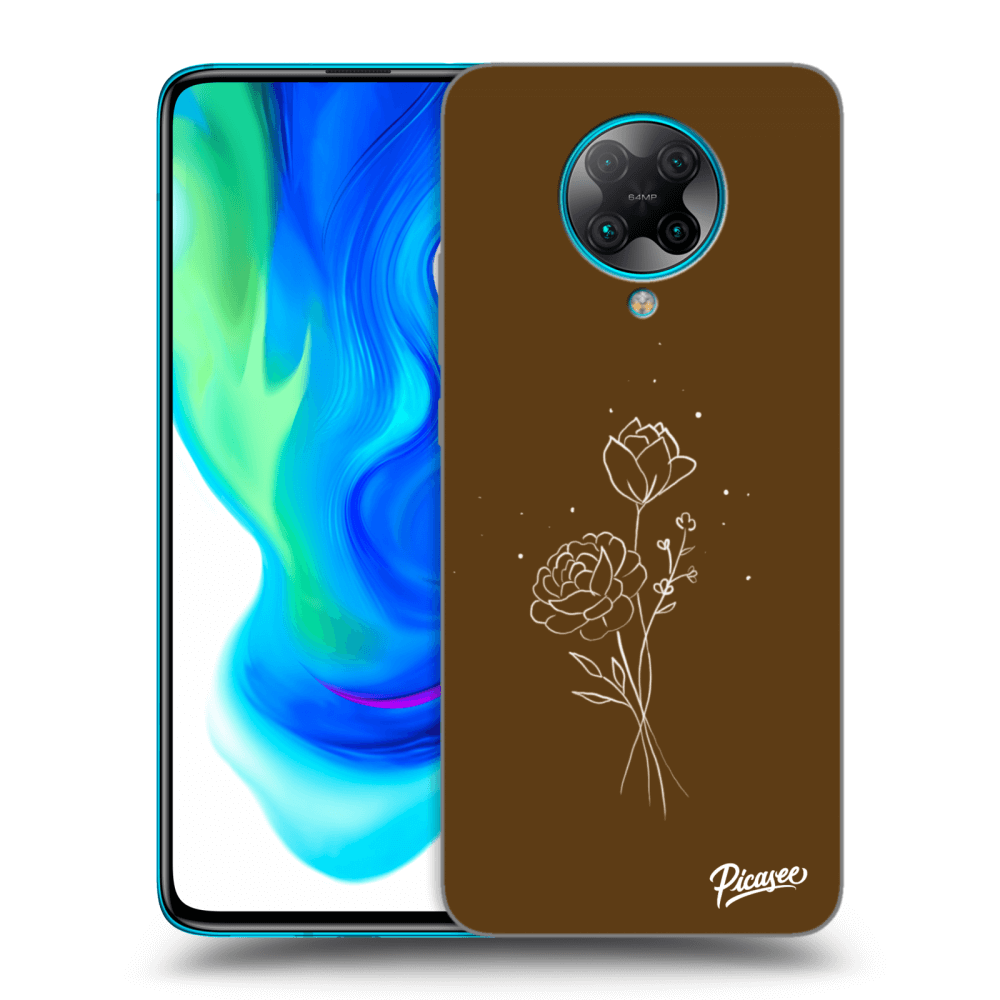 Picasee silikonowe przeźroczyste etui na Xiaomi Poco F2 Pro - Brown flowers