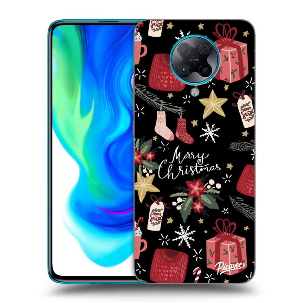 Picasee silikonowe czarne etui na Xiaomi Poco F2 Pro - Christmas