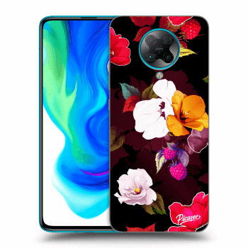 Picasee silikonowe czarne etui na Xiaomi Poco F2 Pro - Flowers and Berries