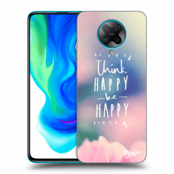Picasee silikonowe czarne etui na Xiaomi Poco F2 Pro - Think happy be happy