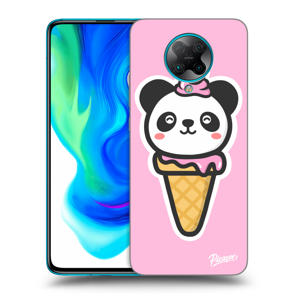 Picasee silikonowe czarne etui na Xiaomi Poco F2 Pro - Ice Cream Panda