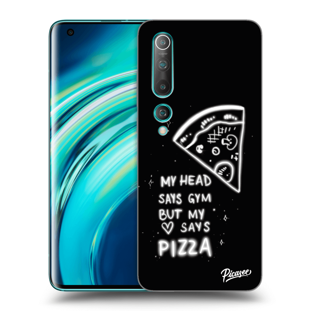 Picasee silikonowe czarne etui na Xiaomi Mi 10 - Pizza