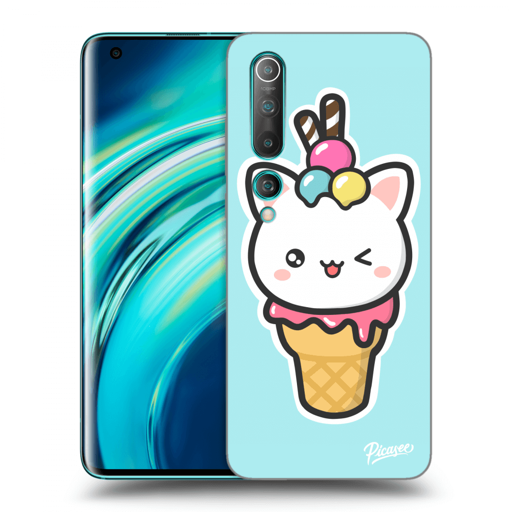 Picasee silikonowe przeźroczyste etui na Xiaomi Mi 10 - Ice Cream Cat