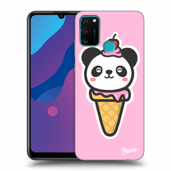 Picasee silikonowe czarne etui na Honor 9A - Ice Cream Panda