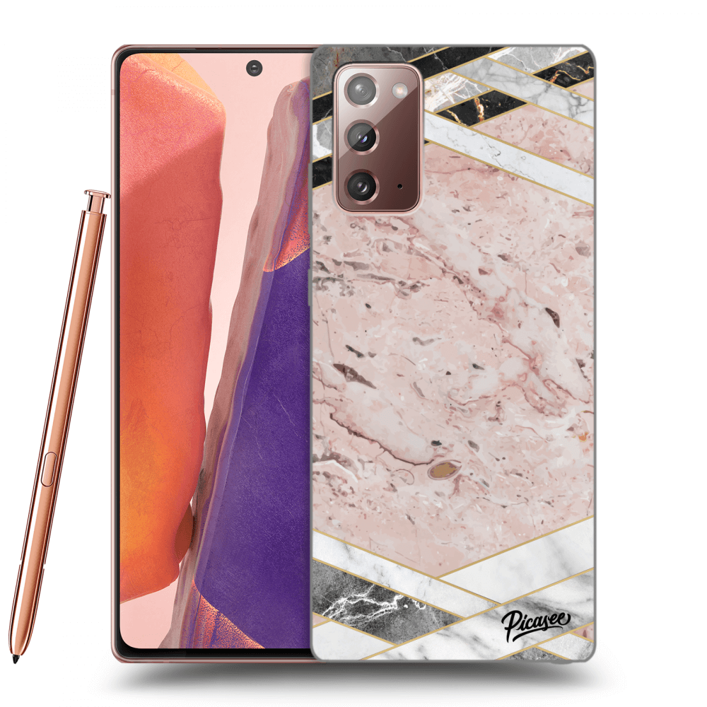 Picasee silikonowe czarne etui na Samsung Galaxy Note 20 - Pink geometry