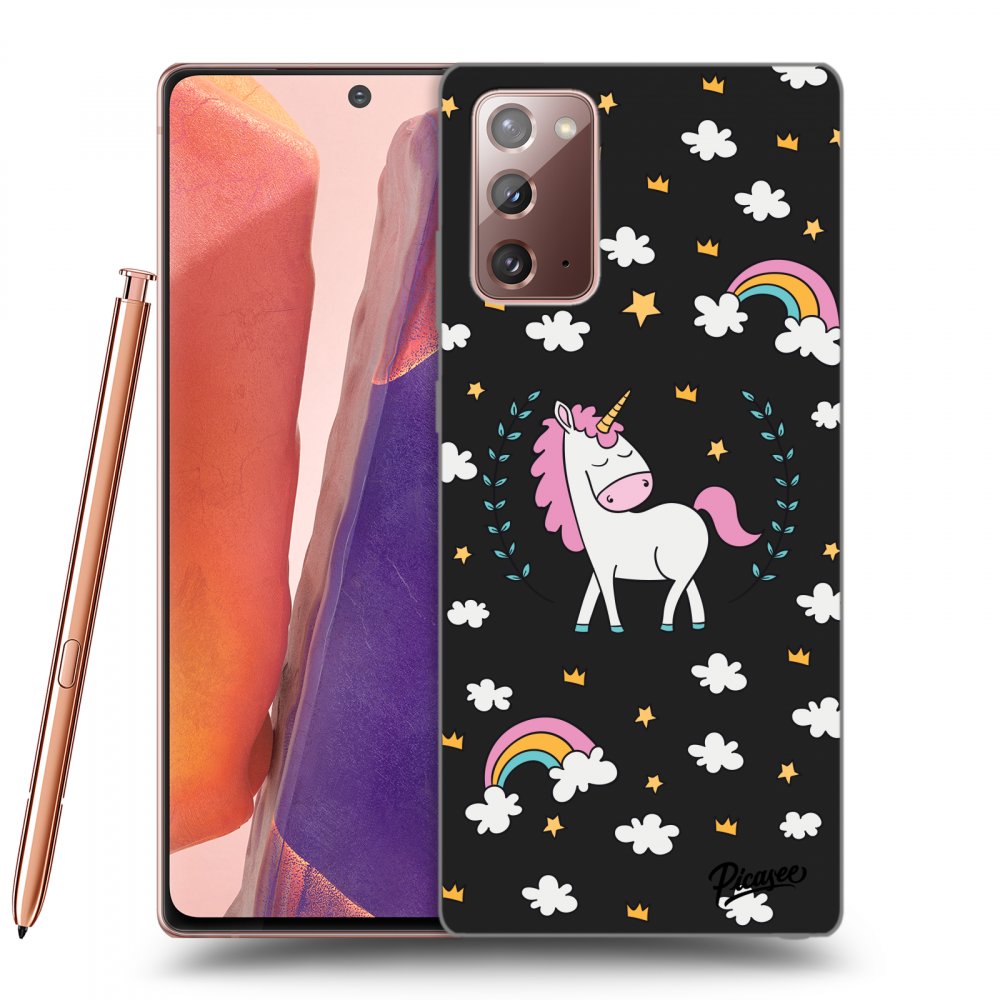 Picasee silikonowe czarne etui na Samsung Galaxy Note 20 - Unicorn star heaven