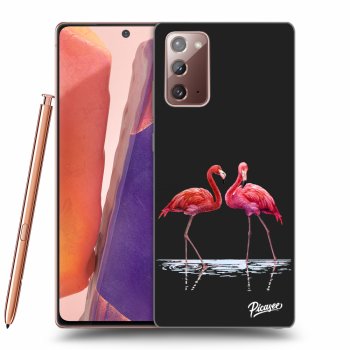 Picasee silikonowe czarne etui na Samsung Galaxy Note 20 - Flamingos couple