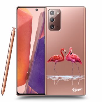 Picasee silikonowe przeźroczyste etui na Samsung Galaxy Note 20 - Flamingos couple