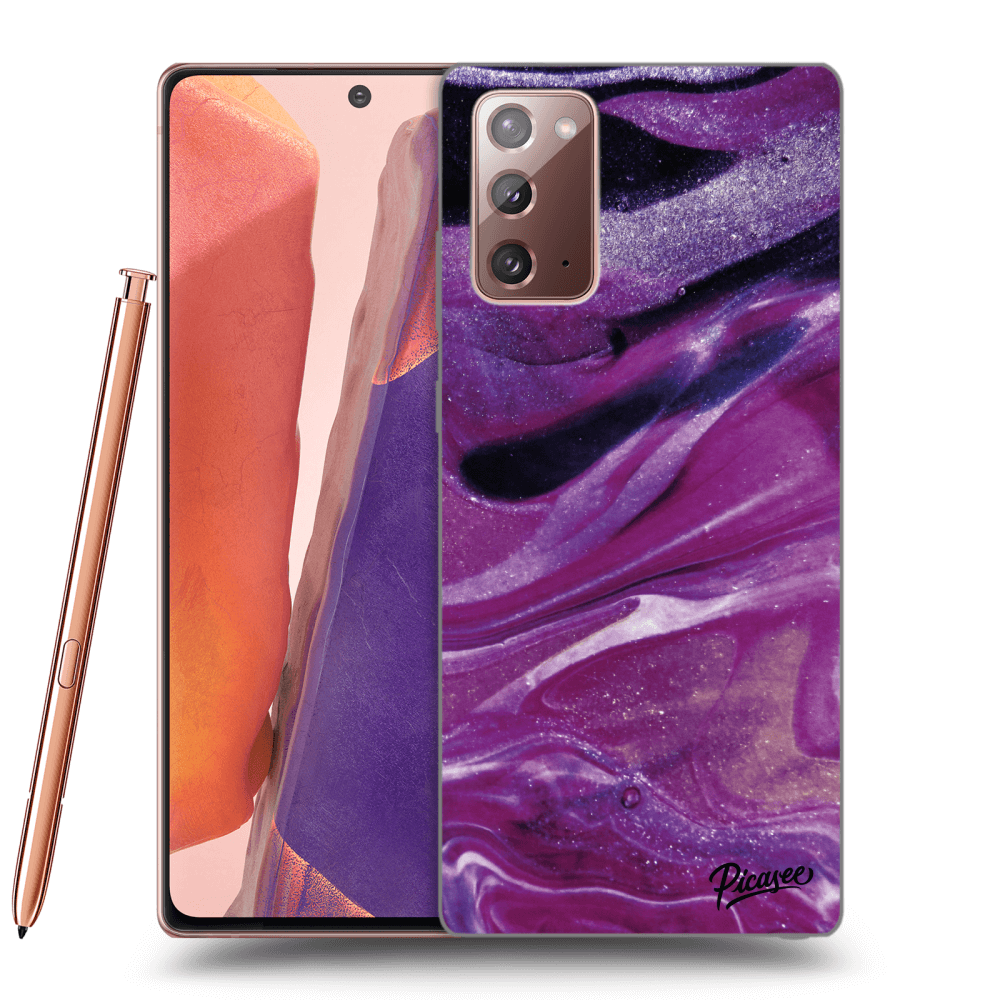 Picasee silikonowe przeźroczyste etui na Samsung Galaxy Note 20 - Purple glitter
