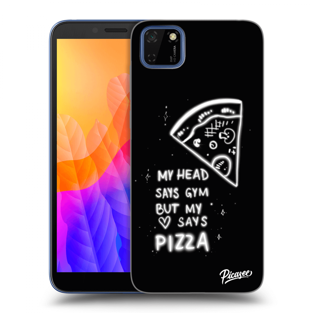 Picasee silikonowe czarne etui na Huawei Y5P - Pizza