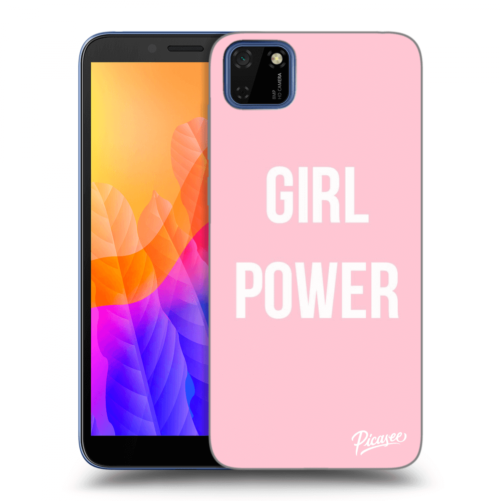 Picasee silikonowe czarne etui na Huawei Y5P - Girl power