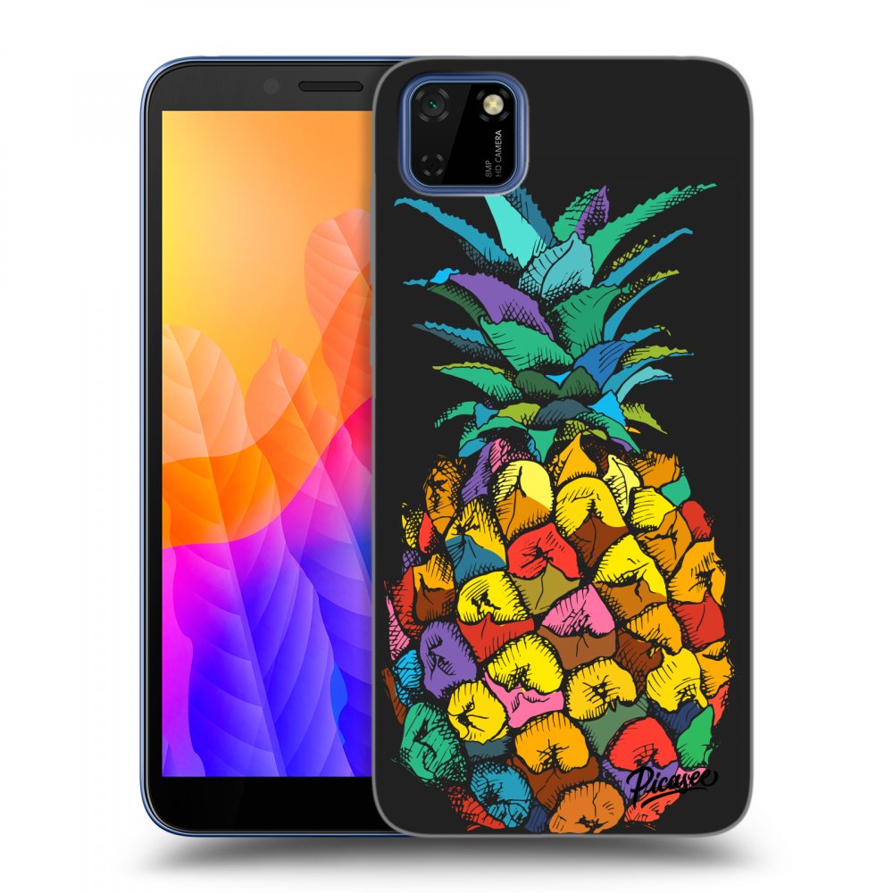 Picasee silikonowe czarne etui na Huawei Y5P - Pineapple