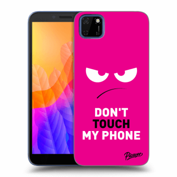 Picasee silikonowe czarne etui na Huawei Y5P - Angry Eyes - Pink