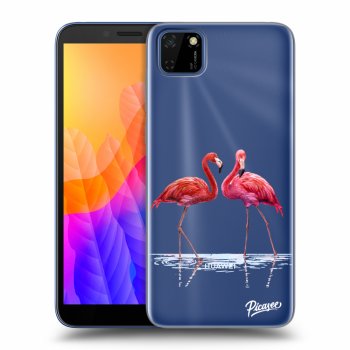 Picasee silikonowe przeźroczyste etui na Huawei Y5P - Flamingos couple