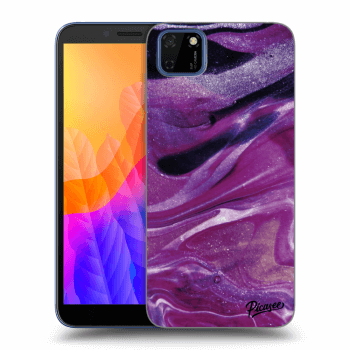 Picasee silikonowe czarne etui na Huawei Y5P - Purple glitter