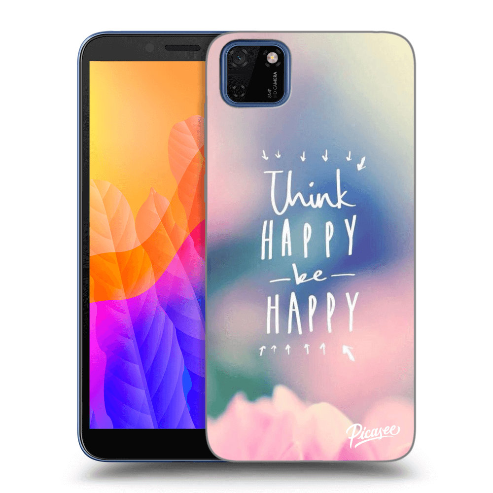 Picasee silikonowe czarne etui na Huawei Y5P - Think happy be happy
