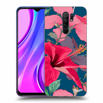 Picasee silikonowe czarne etui na Xiaomi Redmi 9 - Hibiscus