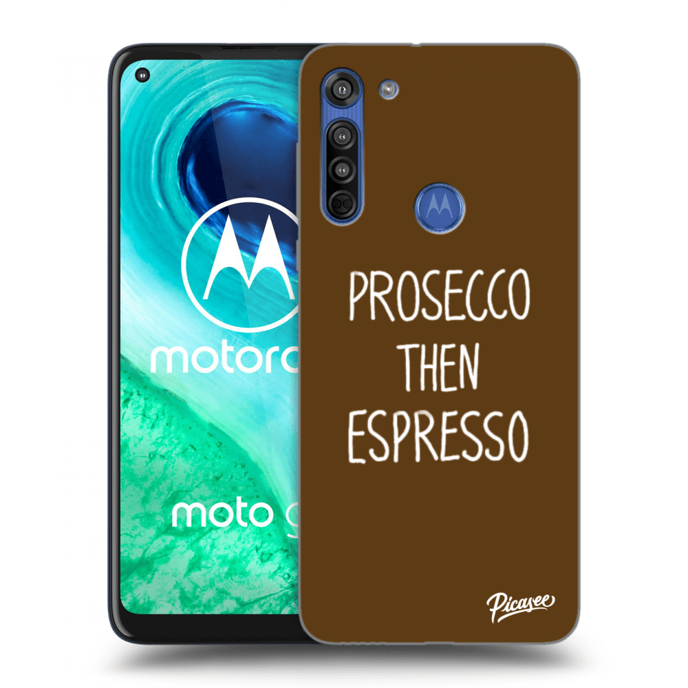Picasee silikonowe przeźroczyste etui na Motorola Moto G8 - Prosecco then espresso