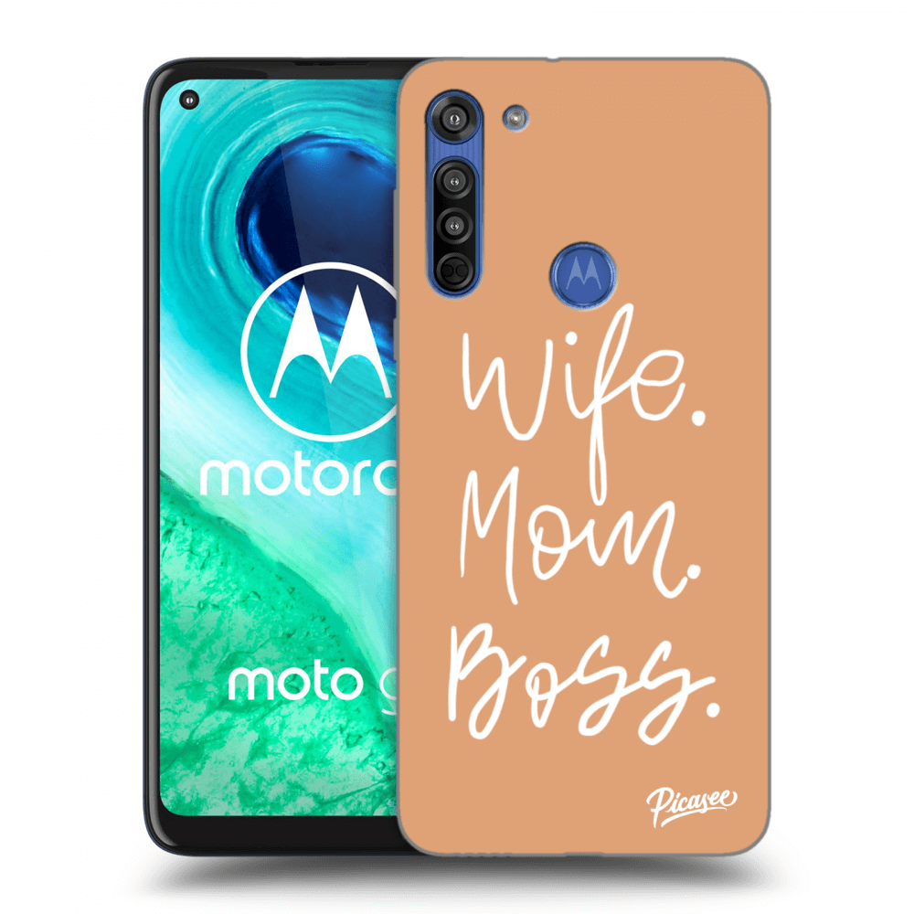 Picasee silikonowe czarne etui na Motorola Moto G8 - Boss Mama