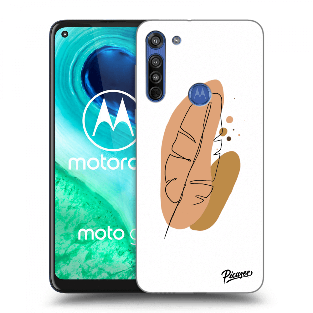 Picasee silikonowe czarne etui na Motorola Moto G8 - Feather brown