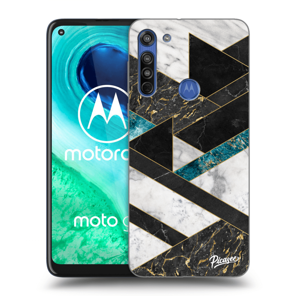 Picasee silikonowe przeźroczyste etui na Motorola Moto G8 - Dark geometry