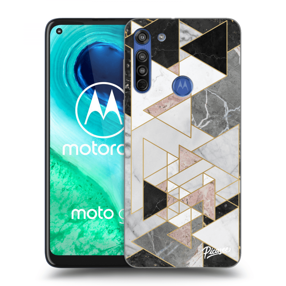 Picasee silikonowe czarne etui na Motorola Moto G8 - Light geometry