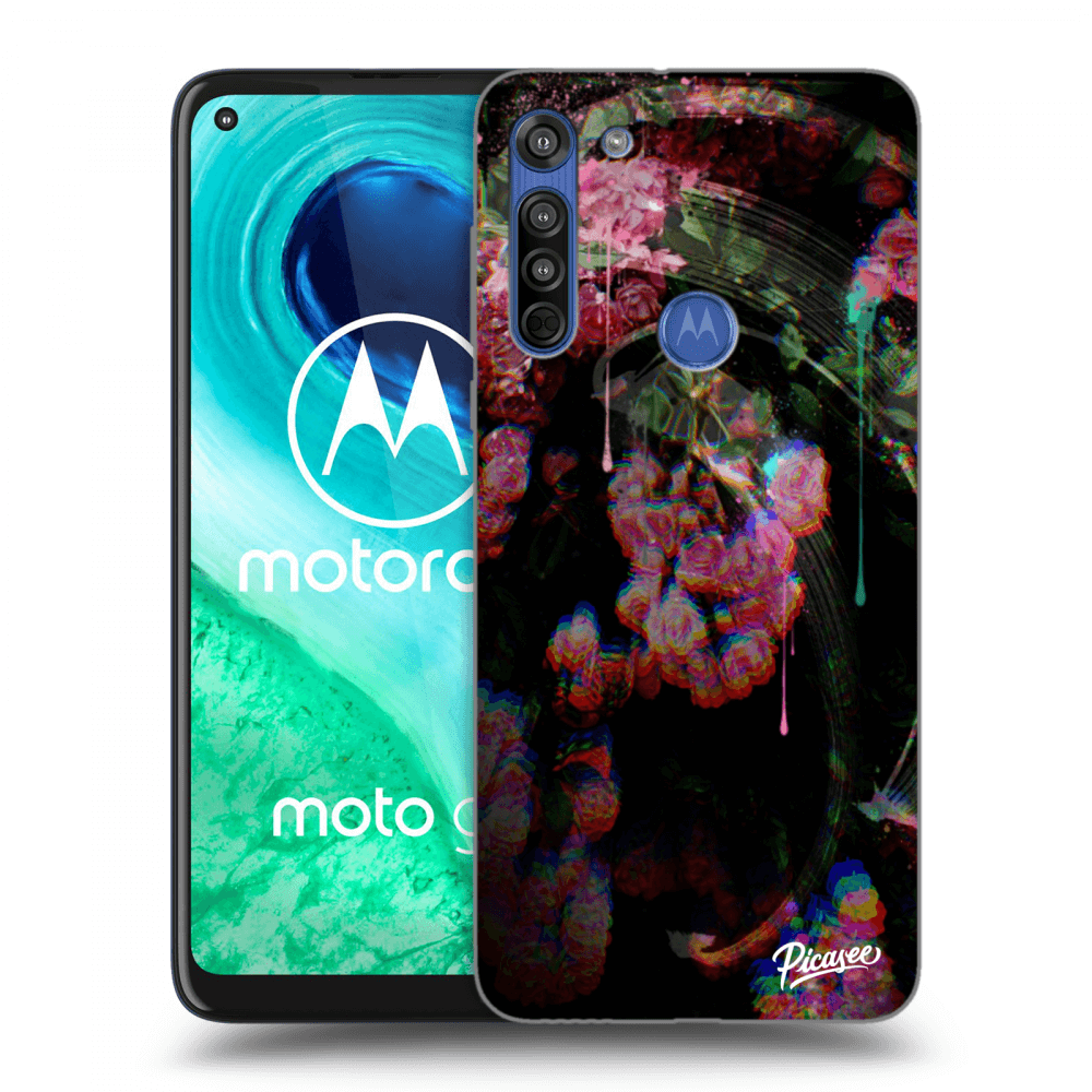 Picasee silikonowe czarne etui na Motorola Moto G8 - Rosebush limited