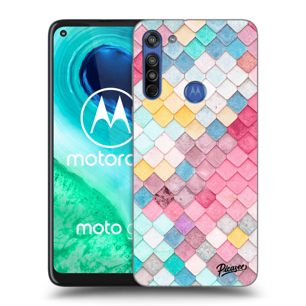 Picasee silikonowe przeźroczyste etui na Motorola Moto G8 - Colorful roof