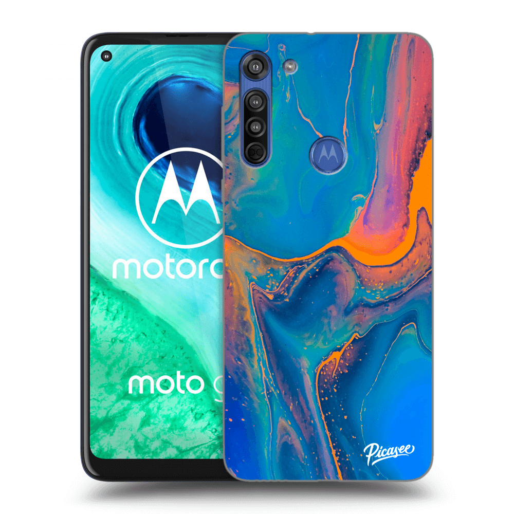 Picasee silikonowe przeźroczyste etui na Motorola Moto G8 - Rainbow