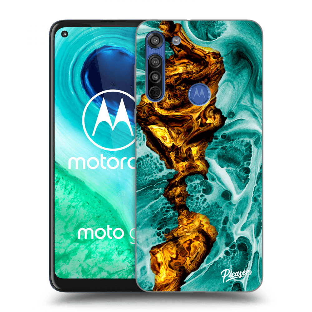 Picasee silikonowe przeźroczyste etui na Motorola Moto G8 - Goldsky