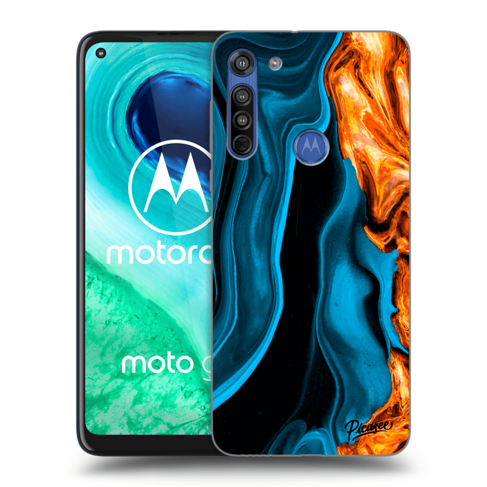 Picasee silikonowe czarne etui na Motorola Moto G8 - Gold blue