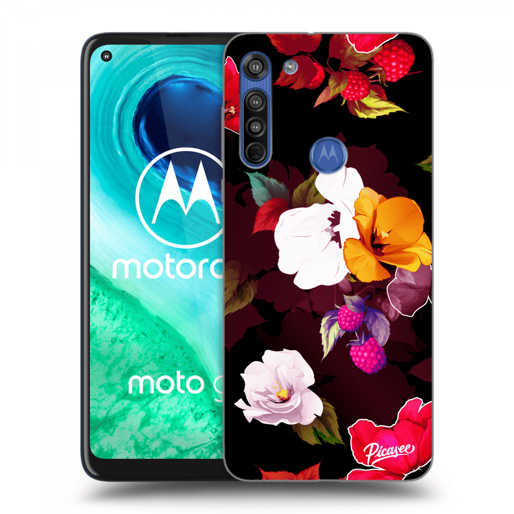 Picasee silikonowe przeźroczyste etui na Motorola Moto G8 - Flowers and Berries
