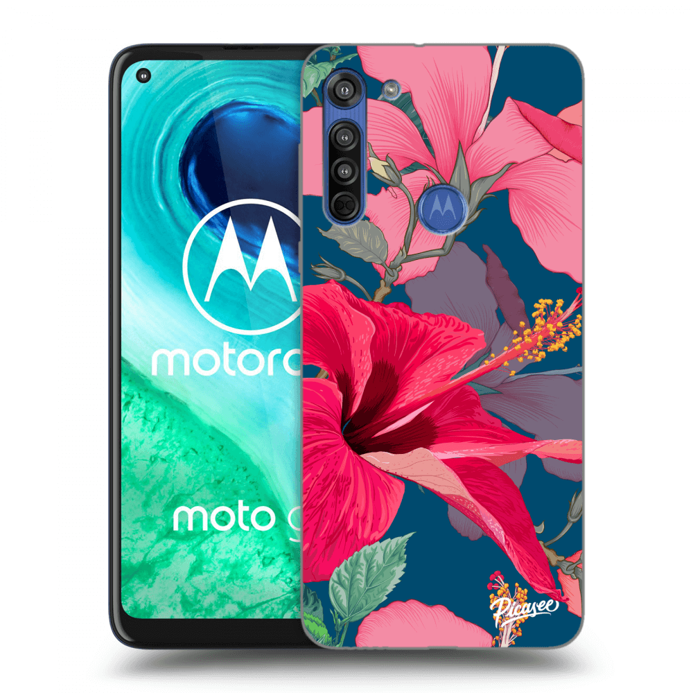 Picasee silikonowe przeźroczyste etui na Motorola Moto G8 - Hibiscus
