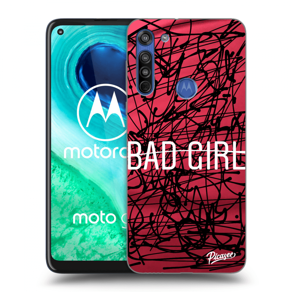 Picasee silikonowe czarne etui na Motorola Moto G8 - Bad girl