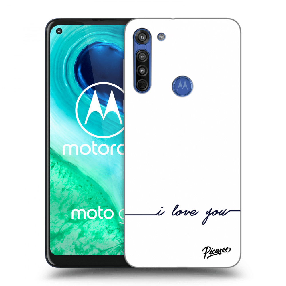 Picasee silikonowe czarne etui na Motorola Moto G8 - I love you