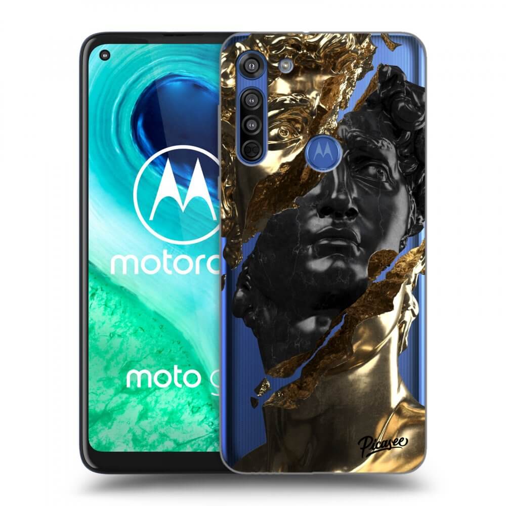 Picasee silikonowe przeźroczyste etui na Motorola Moto G8 - Gold - Black