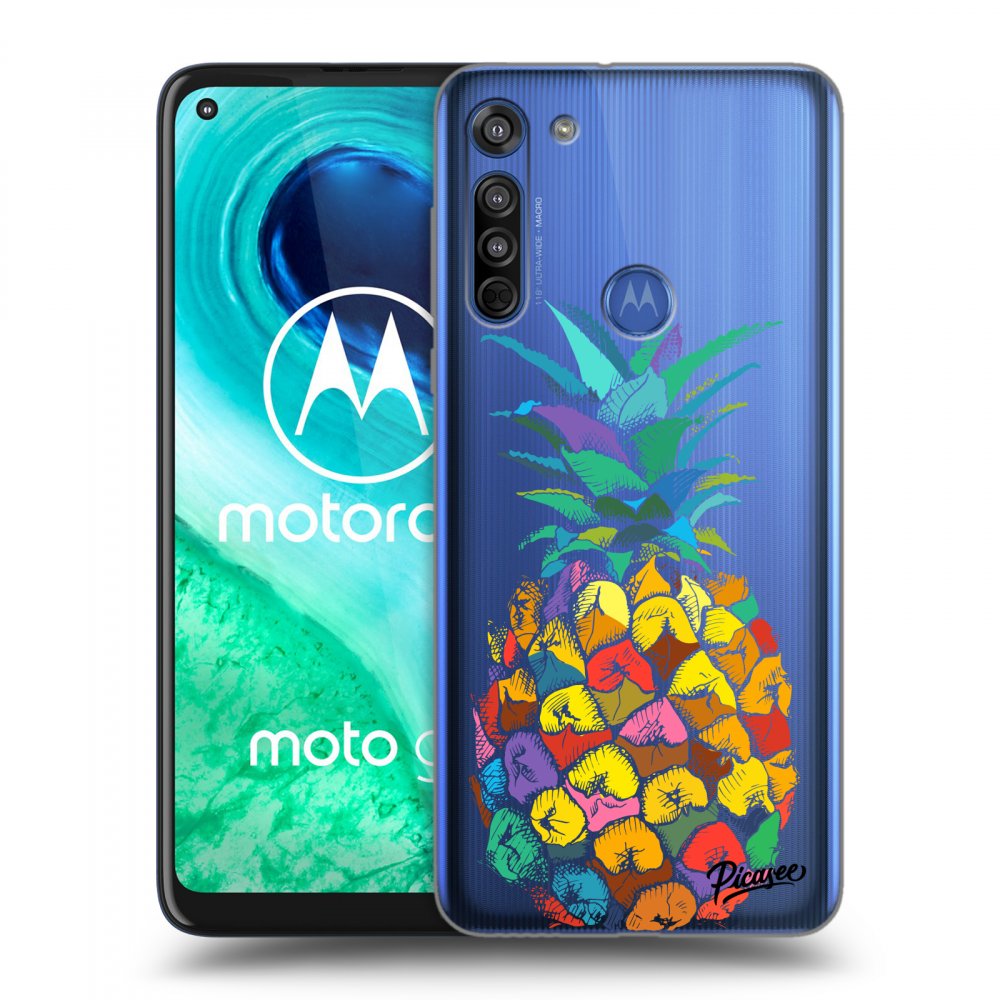 Picasee silikonowe przeźroczyste etui na Motorola Moto G8 - Pineapple
