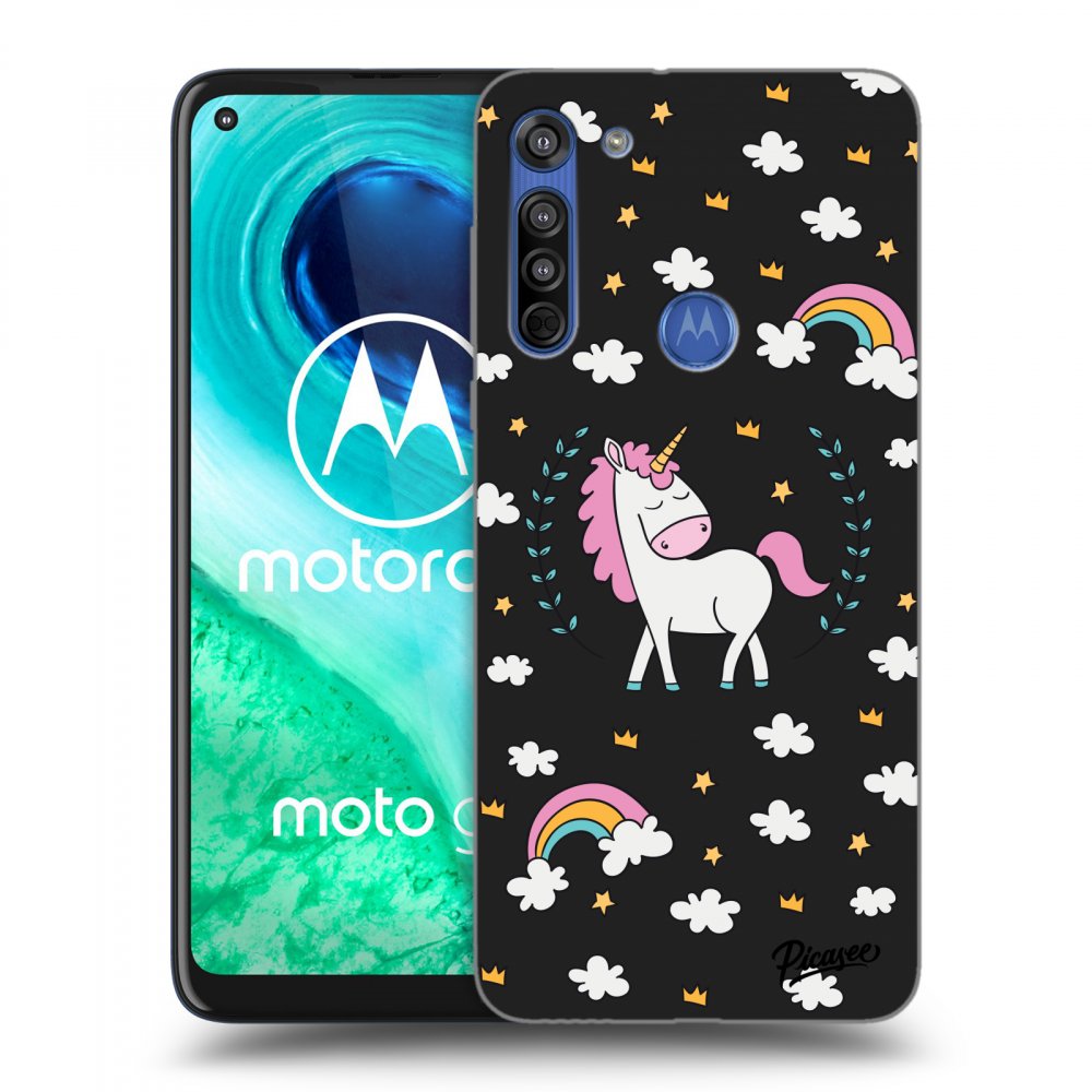 Picasee silikonowe czarne etui na Motorola Moto G8 - Unicorn star heaven