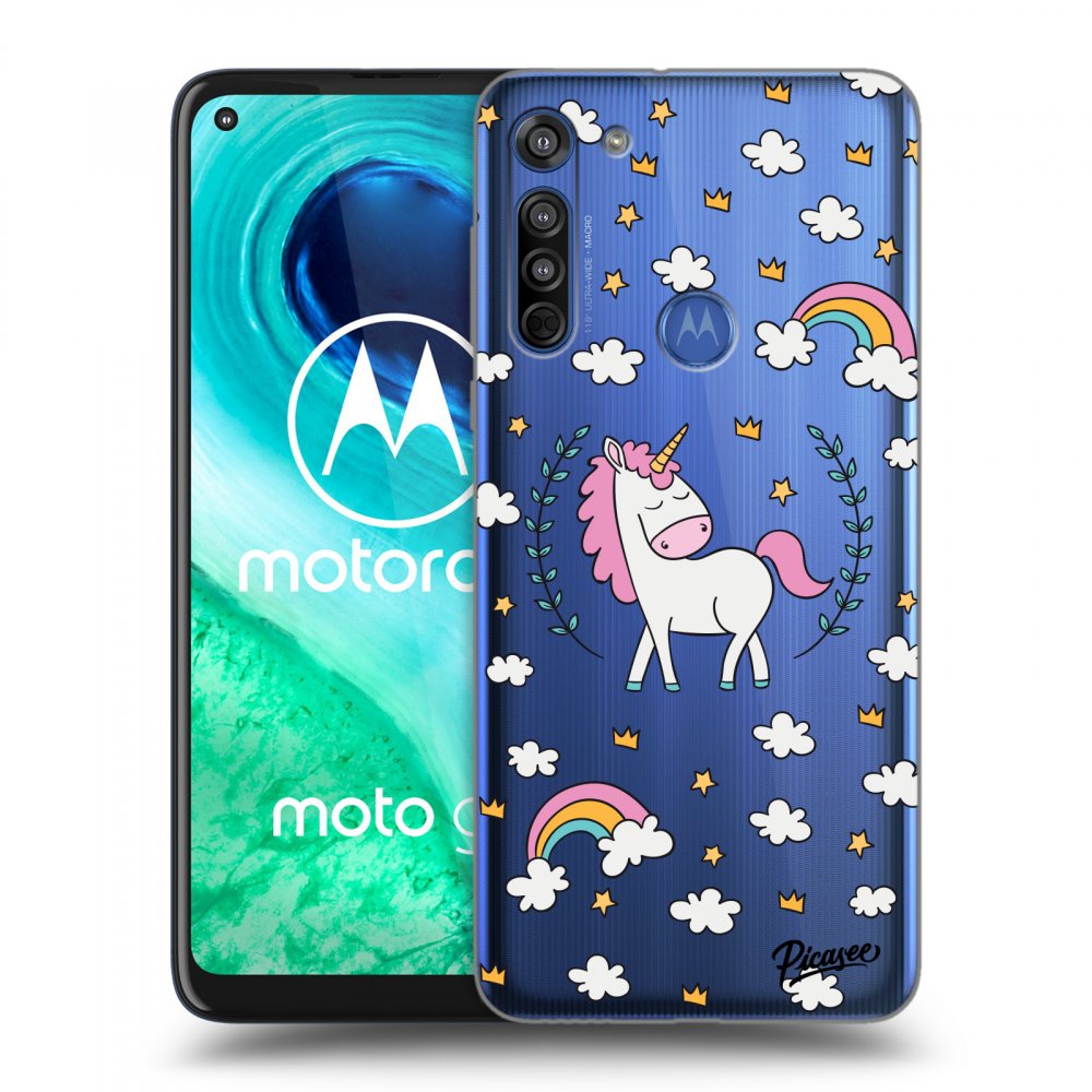Picasee silikonowe przeźroczyste etui na Motorola Moto G8 - Unicorn star heaven
