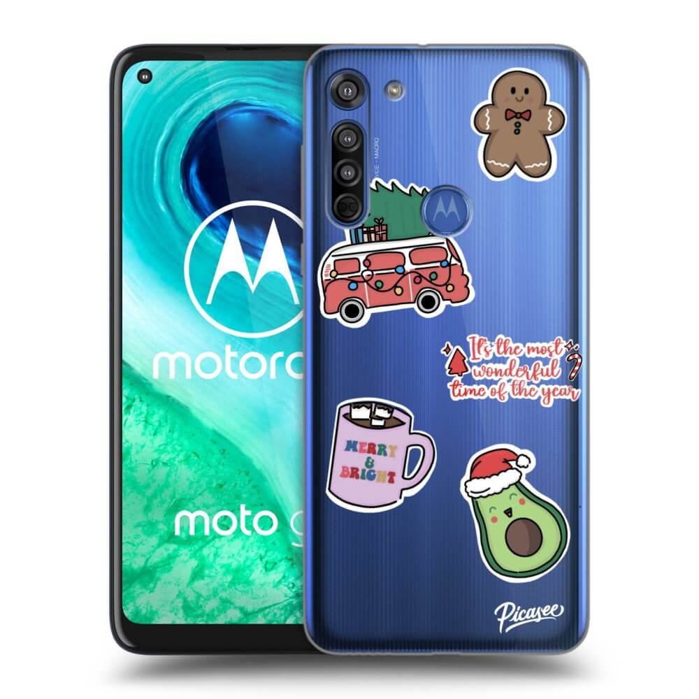 Picasee silikonowe przeźroczyste etui na Motorola Moto G8 - Christmas Stickers