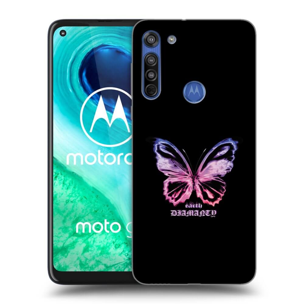 Picasee silikonowe przeźroczyste etui na Motorola Moto G8 - Diamanty Purple