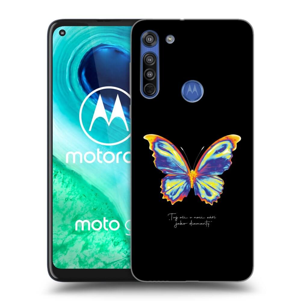 Picasee silikonowe przeźroczyste etui na Motorola Moto G8 - Diamanty Black