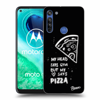 Picasee silikonowe czarne etui na Motorola Moto G8 - Pizza