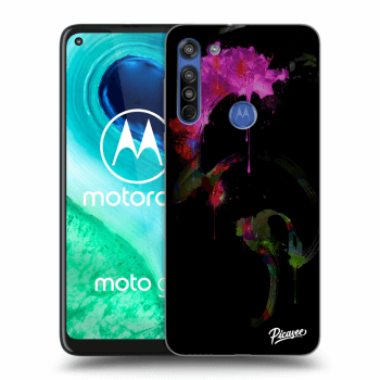 Picasee silikonowe czarne etui na Motorola Moto G8 - Peony black
