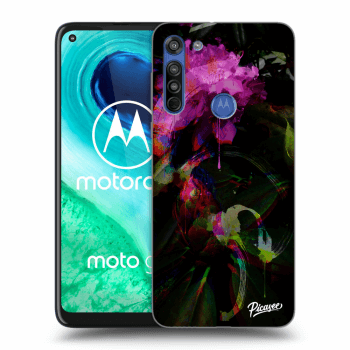 Picasee silikonowe czarne etui na Motorola Moto G8 - Peony Color